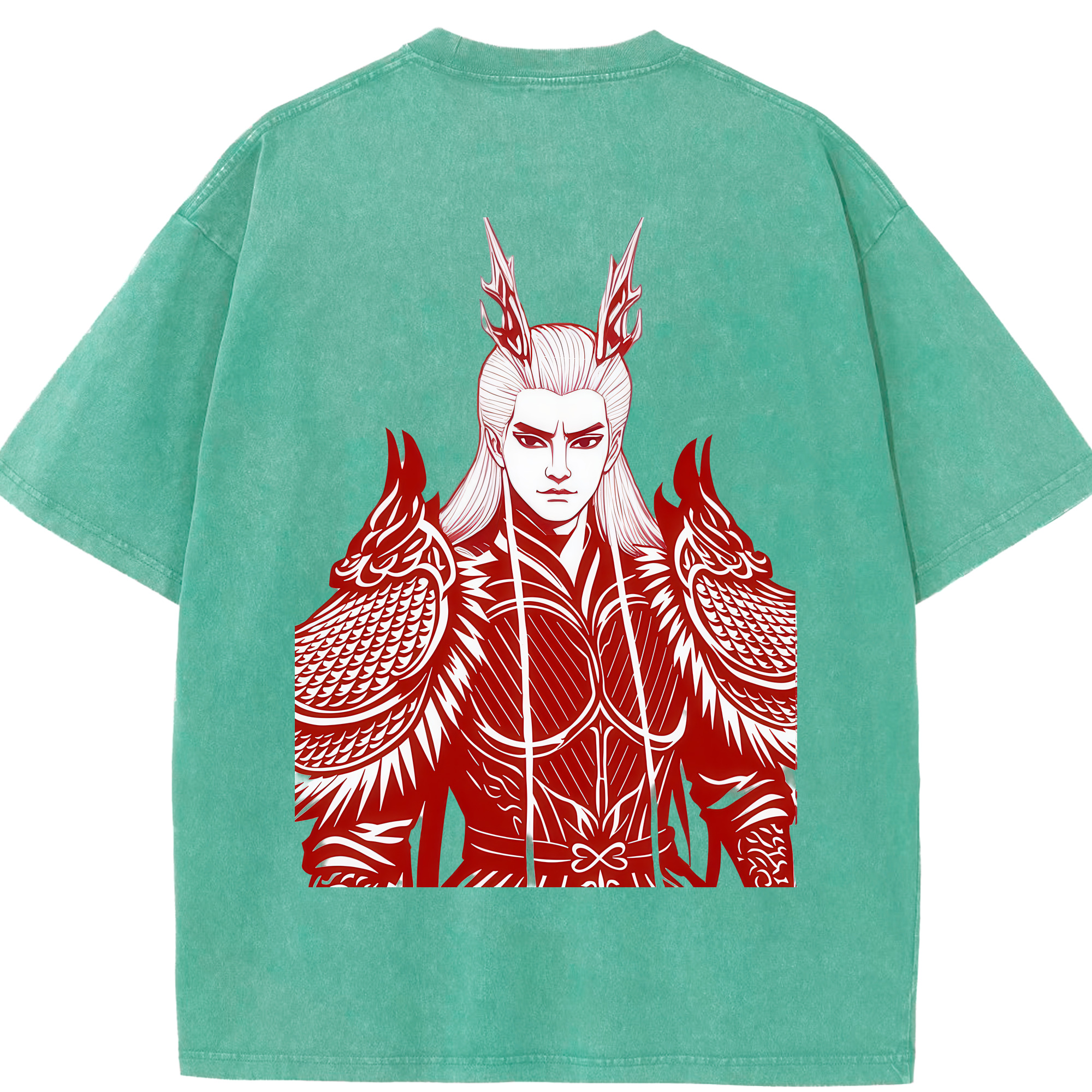 （画像用） Ne Zha 2 ナタ 魔童の大暴れ 綿100% ヴィンテージ風 半袖Tシャツ（背面プリント）